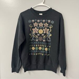 stranger things crewneck sweatshirt christmas sweater demogorgon alphabet wall